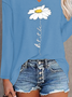 Women Casual Autumn Daisy Daily Jersey Long sleeve Regular H-Line Regular Size T-shirt