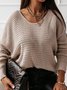 Women Casual Plain Autumn Knitted Lightweight Micro-Elasticity Loose Standard Regular Sweater