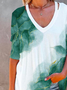 Women Casual Abstract Autumn Polyester Micro-Elasticity Daily Long sleeve Regular Regular T-shirt