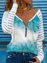 Casual Abstract Autumn V neck Lightweight Daily Hot List Long sleeve H-Line Tops for Women