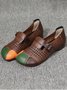 Women Vintage Color Block All Season Hollow out Daily Round Toe PU Pu Mother's Day Flats