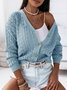 Casual Plain Autumn Buttoned Micro-Elasticity Long sleeve Regular H-Line Regular Size Sweater coat for Women
