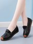 Plain All Season Simple Non-Slip Daily Leather Flat Heel Round Toe Deep Mouth Shoes Flats for Women