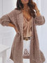 Casual Plain Autumn V neck Natural Daily Standard Long sleeve Regular Sweater coat for Women
