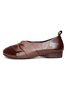 Vintage Plain All Season Daily Round Toe Standard Rubber Slip On Shallow Shoes Flats for Women