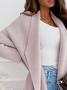 Casual Plain Autumn V neck Natural Loose Standard Mid-long Regular Size Sweater coat for Women