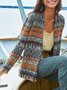 Vintage Ethnic Autumn Natural Micro-Elasticity Daily Loose Yarn/Wool yarn H-Line Sweater coat for Women