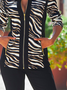 Striped Vintage Autumn Polyester Daily Regular Fit Pilot Regular Regular Size Jacket for Women