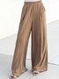 Casual Plain Autumn Polyester Natural Standard H-Line Regular Regular Size Casual Pants for Women