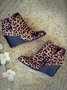 Urban Simple Casual Leopard Print Plain Wedge Ankle Boots