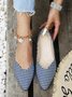 Women Houndstooth All Season Urban Commuting Flat Heel Valentine's Day Rubber Slip On Shallow Shoes Flats
