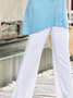 Women Casual Plain Autumn Cotton Natural Daily Long H-Line Regular Size Casual Pants