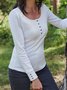 Casual Plain Autumn Daily Jersey Standard Long sleeve Regular Regular T-shirt for Women