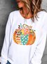 Women Casual Autumn Halloween Micro-Elasticity Daily Loose Jersey H-Line Regular Size Sweatshirt