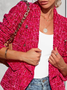 Women Casual Plain Autumn Natural No Elasticity Long sleeve Lapel Collar Tweed H-Line Blazer