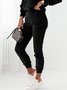 Plain Sports Autumn Natural Lightweight Daily Loose Long H-Line Sweatpants for Women