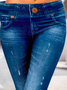 Women Casual Plain Autumn Natural High Elasticity Hot List Denim Long H-Line Jeans