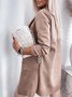 Casual Plain Suede Pockets Loose Trench Coat