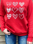 Heart/Cordate Casual Crew Neck Sweatshirts