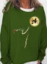 Womens Cat Catching The Moon Funny Cat Halloween Crew Neck Sweatshirt