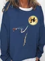 Womens Cat Catching The Moon Funny Cat Halloween Crew Neck Sweatshirt