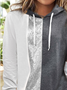 Casual Patchwork Sequin Color-block Hoodie Sweatshirt