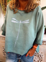 Casual Cotton-Blend Long Sleeve Shift Top