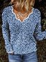 Floral V neck Casual Sweater