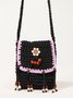 Fringed Mini Beaded Hand Crochet Bag Woven Shoulder Bag Phone Bag