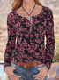 Casual Floral Autumn Micro-Elasticity Daily Jersey Hot List Long sleeve H-Line T-shirt for Women