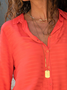 Women Striped Casual Autumn Micro-Elasticity Daily Loose Regular Shirt Collar Regular Size Blouse