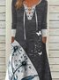 Casual V Neck Dandelion Loose Long sleeve Dress