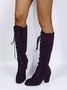 Vintage Elegant Chunky Heel Lace Up Tall Boots