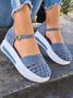 Braided Breathable Cutout Toe Platform Buckle Sandals