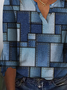 Geometric Shawl Collar Loose Casual Top