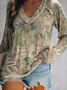 Ethnic V neck Casual T-Shirt