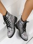 Alice Sheet Music Cartoon Graphic Lace Up Boots