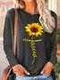 Womens Sunflowers Jesus Long Sleeve Top