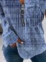 Ethnic Long Sleeve Zipper V Neck Casual Sweatshirt