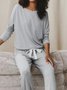 Casual Polka Dots Crew Neck Long Sleeve Loose Two Piece Sets