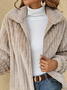Women Casual Plain Autumn No Elasticity Daily Plush Long sleeve Regular Regular Teddy Jacket