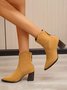 Anti-Suede Block Heel Pointed Toe Boots