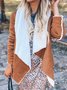 Fluff/Granular Fleece Fabric Casual Color Block Teddy Jacket