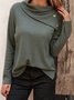Casual Plain Stitched Buttons Asymmetrical Texture Top