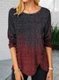 Casual Abstract Long Sleeve Crew Neck Printed Top T-shirt TUNIC