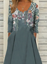 Casual Floral Long Sleeve Dress