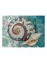 Beach Vacation Wind Turtle Seahorse Conch Pattern Waterproof Cotton Linen Placemat Party Decoration