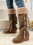 Retro Flanged Fluffy Muffin Platform Wedge Boots Wedge Snow Boots