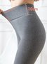 Casual Plain Fluff/Granular Fleece Fabric Pit Texture Tight Leggings