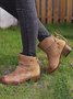 Women's Vintage Paint Lace-Up Chunky Heel Booties